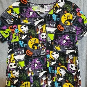 Disney Black and Purple Nightmare Before Christmas Scrub Top
